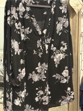 Torrid Black Floral Blouse